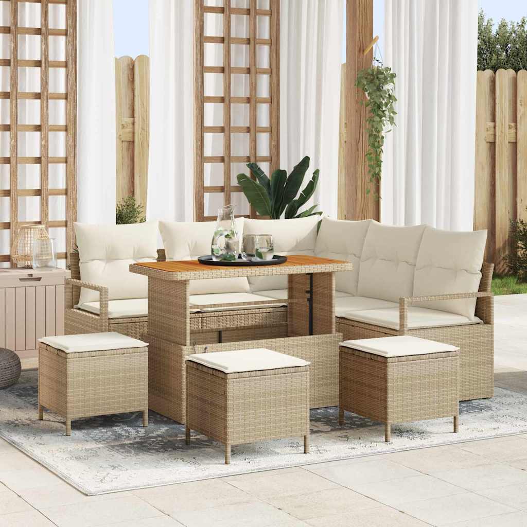 Tuin Sofa Set met kussen met opslag 9 pcs Beige en Crème is nu te koop bij PeponiXL, paradijselijk wonen!