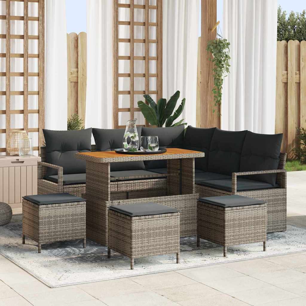 Tuin Sofa Set met kussen met opslag 9 pcs Grijs is nu te koop bij PeponiXL, paradijselijk wonen!