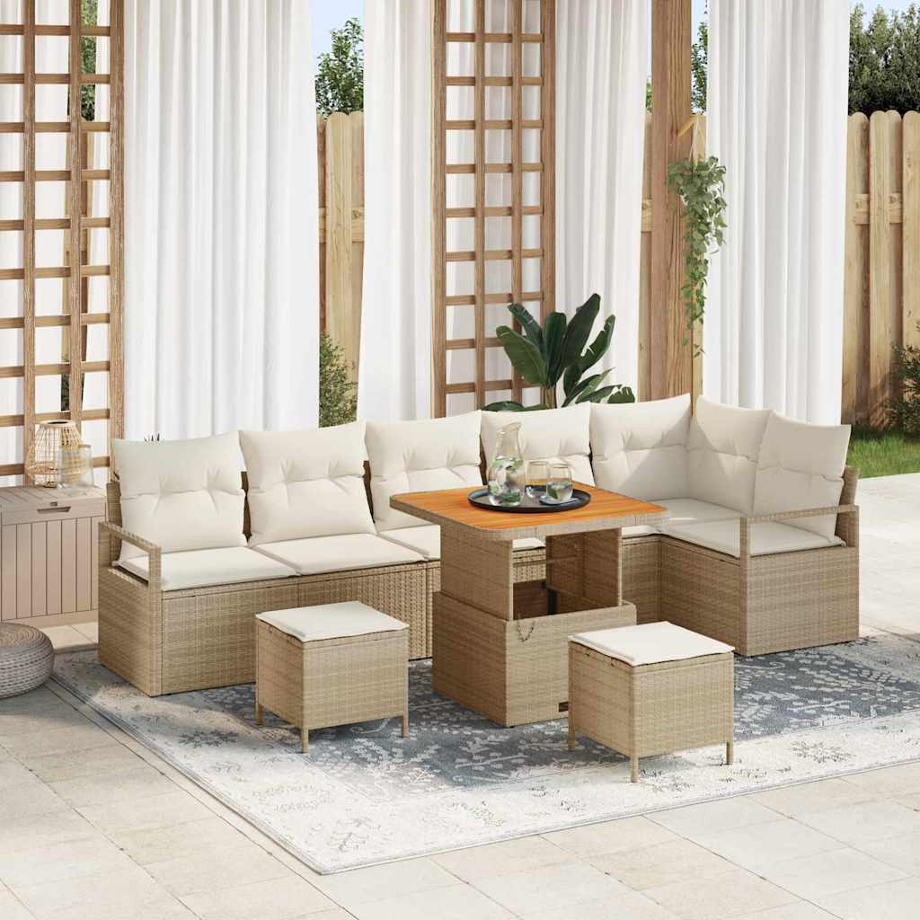 Tuin Sofa Set met kussen met opslag 9 pcs Beige en Crème is nu te koop bij PeponiXL, paradijselijk wonen!