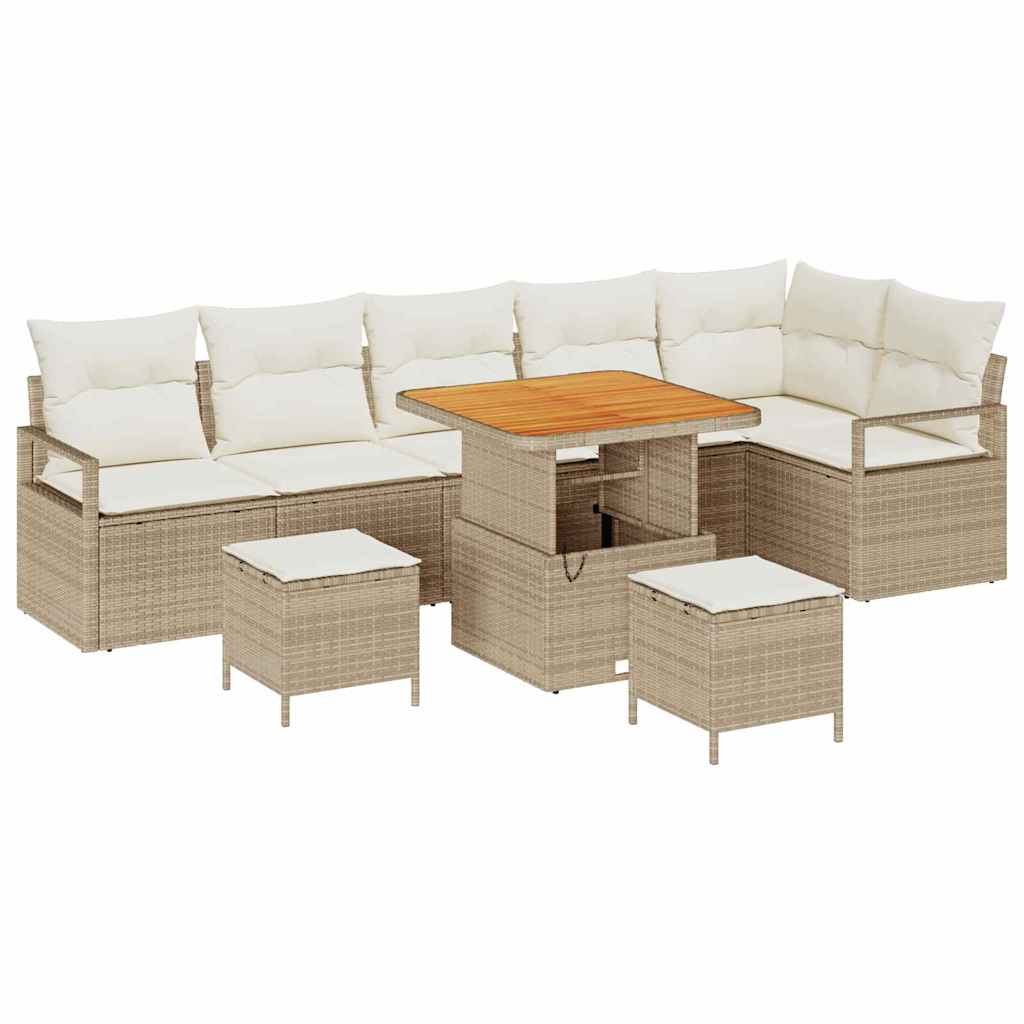 Tuin Sofa Set met kussen met opslag 9 pcs Beige en Crème is nu te koop bij PeponiXL, paradijselijk wonen!
