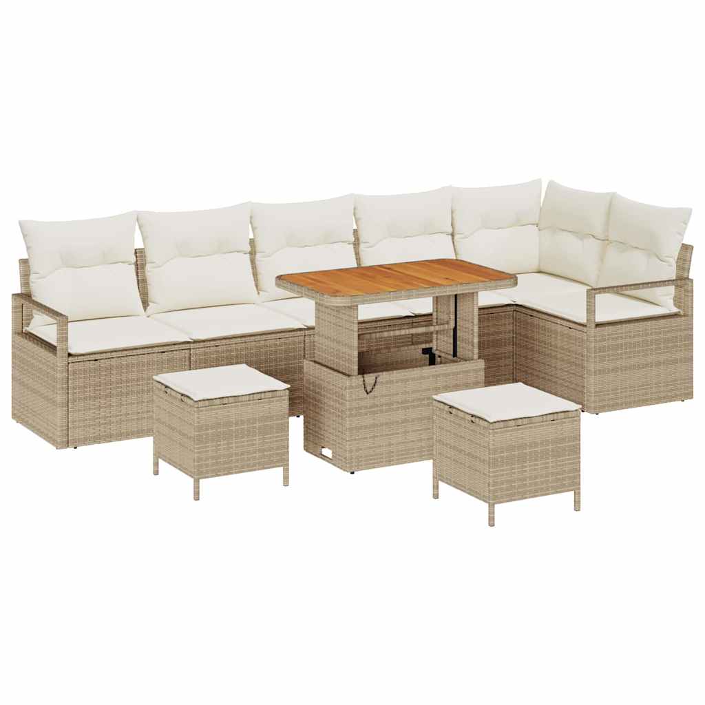 Tuin Sofa Set met kussen met opslag 9 pcs Beige en Crème is nu te koop bij PeponiXL, paradijselijk wonen!