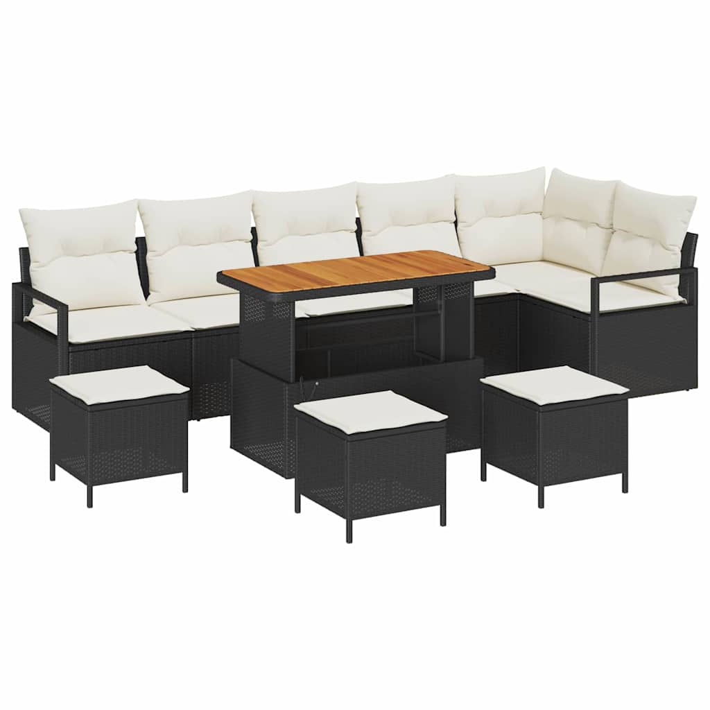 Tuin Sofa Set met kussen met opslag 10 pcs Zwart en Crème is nu te koop bij PeponiXL, paradijselijk wonen!