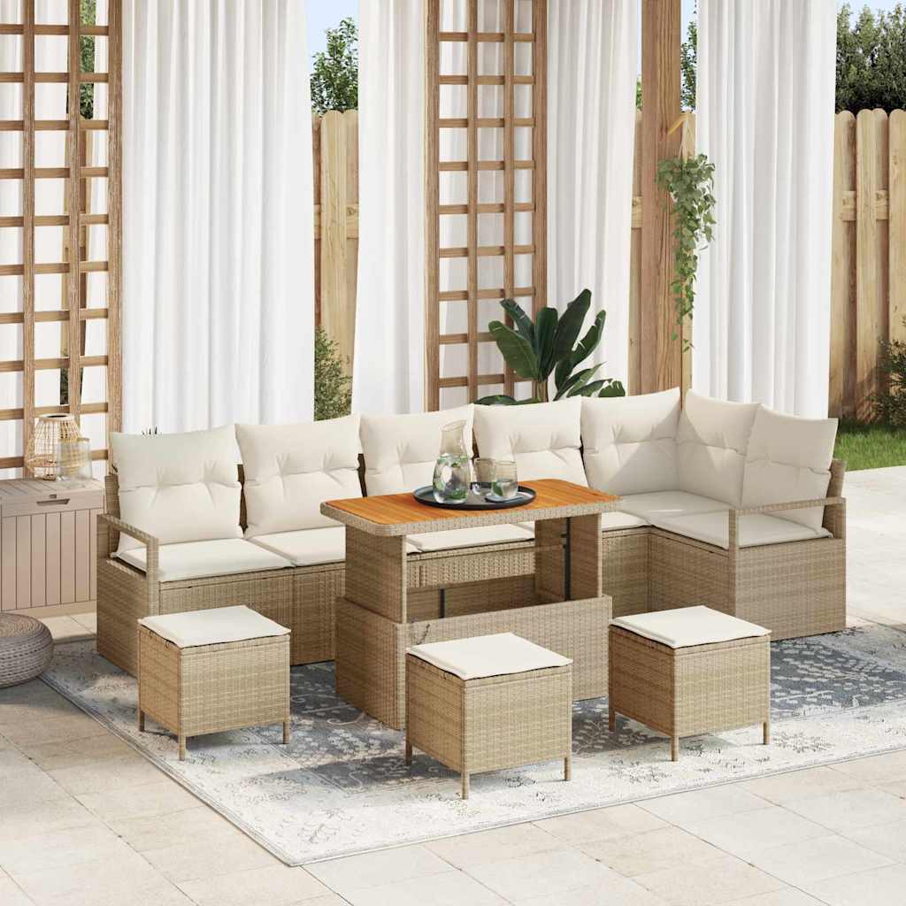 Tuin Sofa Set met kussen met opslag 10 pcs Beige en Crème is nu te koop bij PeponiXL, paradijselijk wonen!