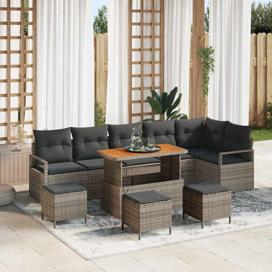 Tuin Sofa Set met kussen met opslag 10 pcs Grijs is nu te koop bij PeponiXL, paradijselijk wonen!