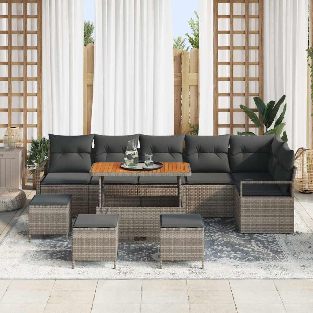 Tuin Sofa Set met kussen met opslag 10 pcs Grijs is nu te koop bij PeponiXL, paradijselijk wonen!
