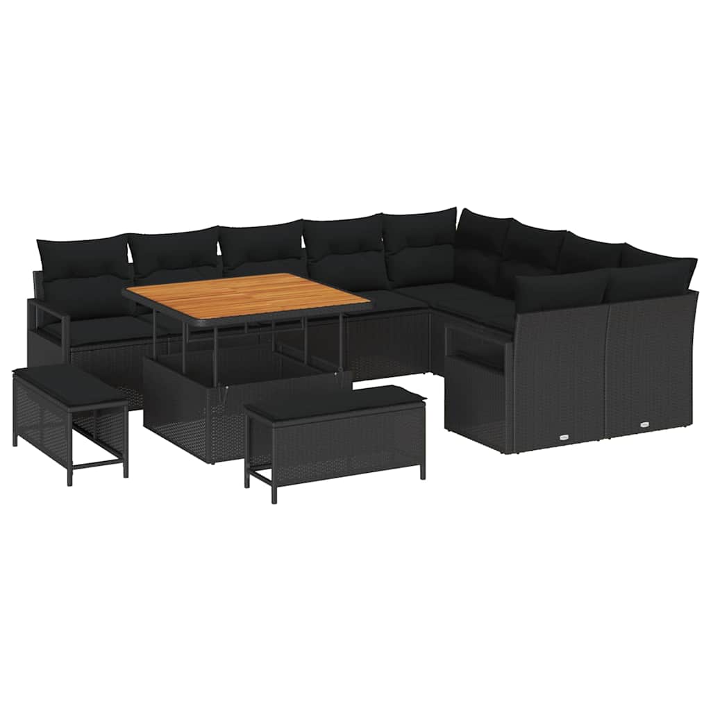 Tuin Sofa Set met kussen met opslag 12 pcs Zwart is nu te koop bij PeponiXL, paradijselijk wonen!