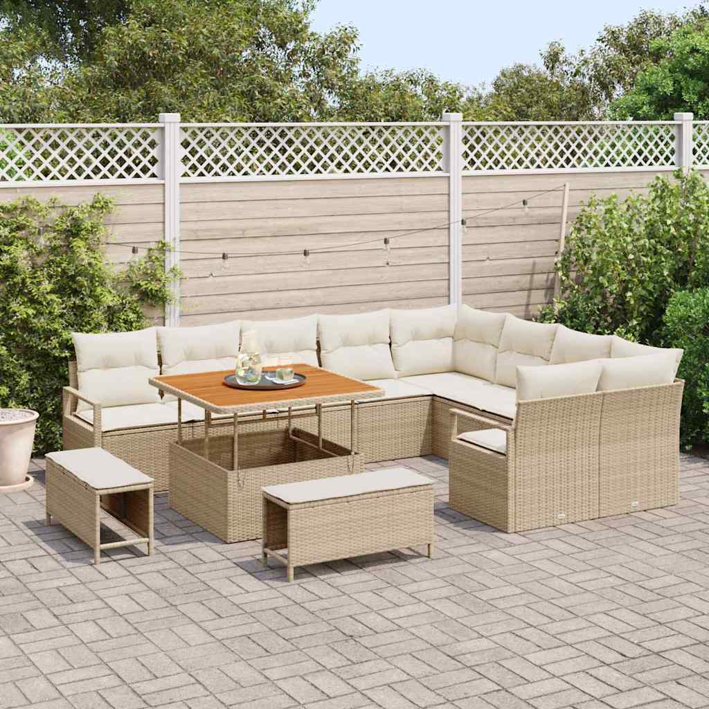 Tuin Sofa Set met kussen met opslag 12 pcs Beige en Crème is nu te koop bij PeponiXL, paradijselijk wonen!