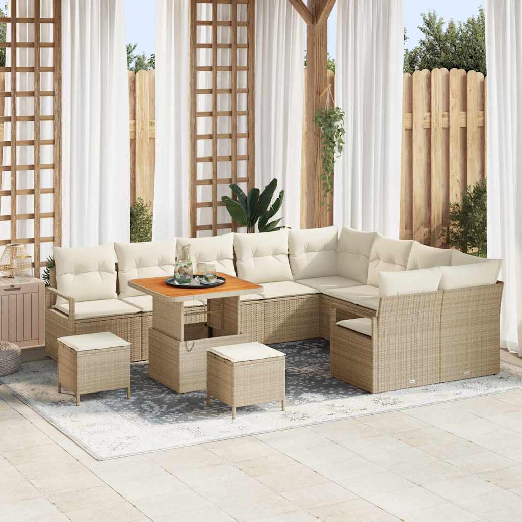 Tuin Sofa Set met kussen met opslag 12 pcs Beige en Crème is nu te koop bij PeponiXL, paradijselijk wonen!