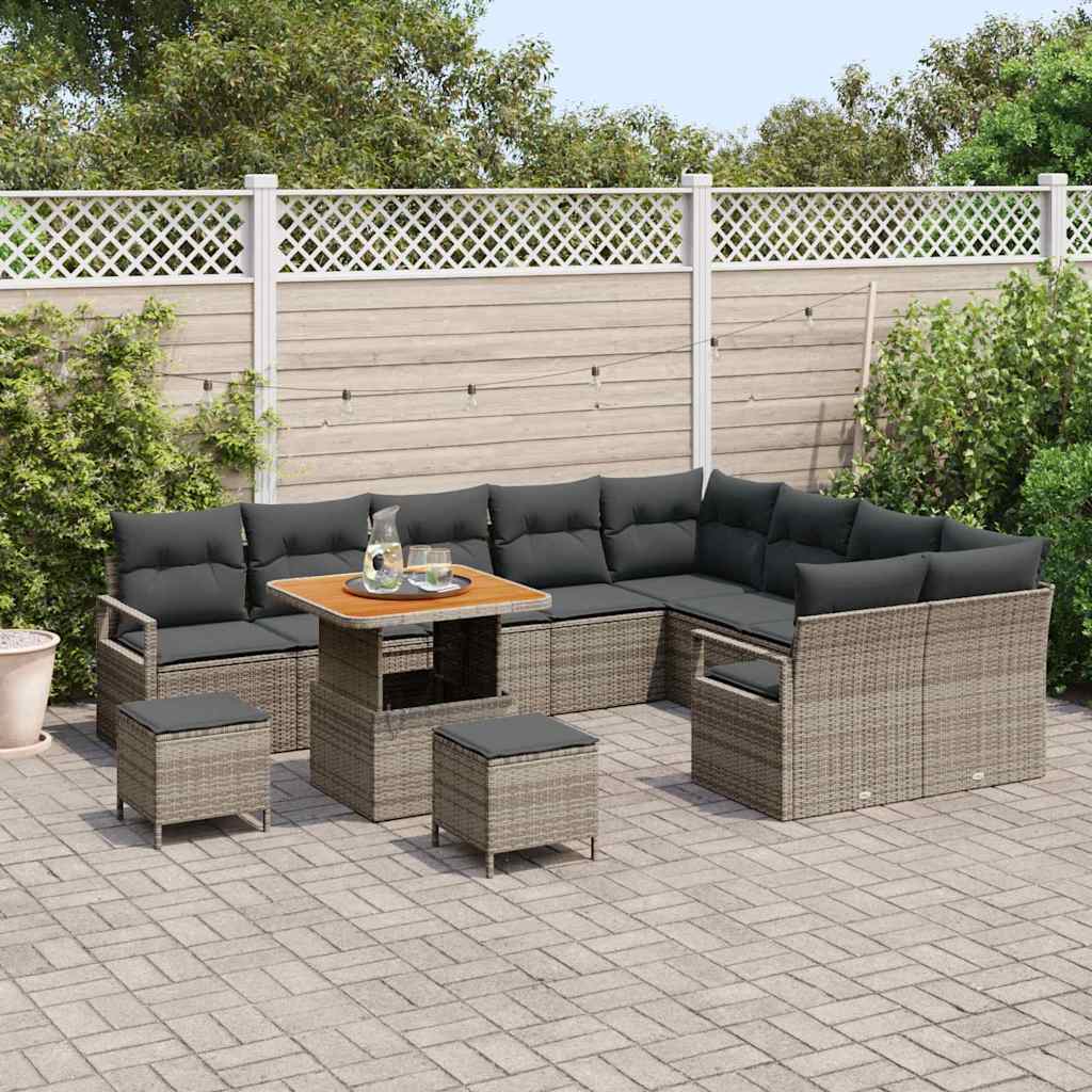 Tuin Sofa Set met kussen met opslag met kussen 12 pcs Grijs is nu te koop bij PeponiXL, paradijselijk wonen!