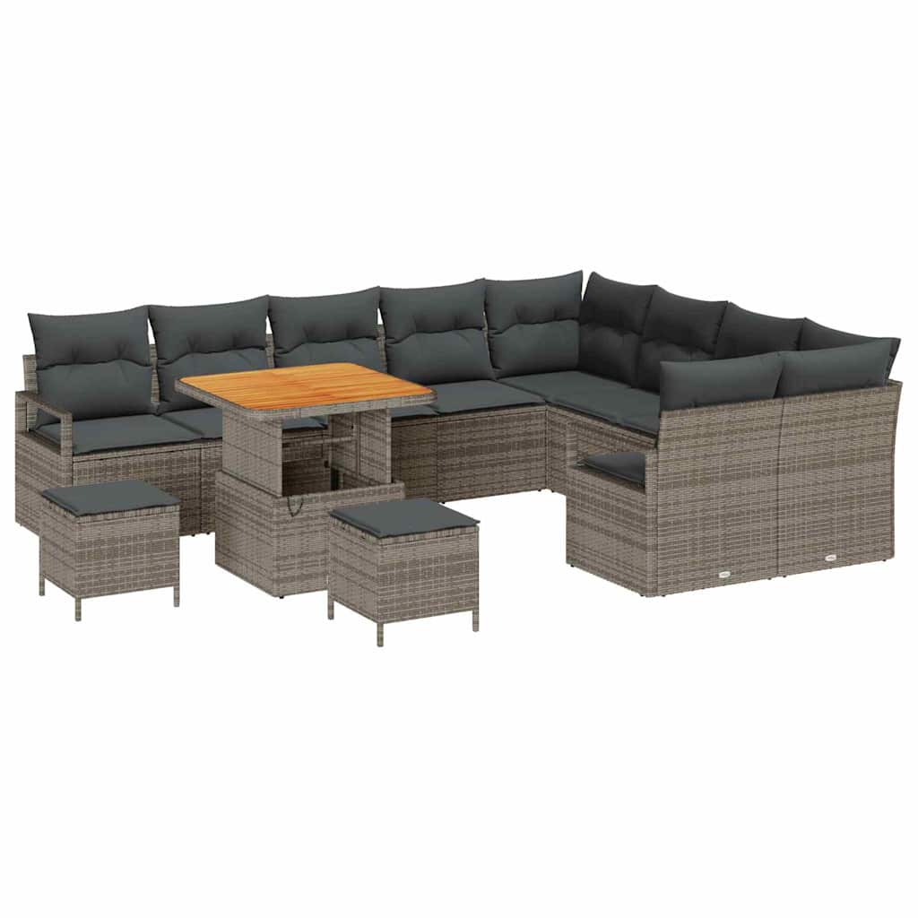 Tuin Sofa Set met kussen met opslag met kussen 12 pcs Grijs is nu te koop bij PeponiXL, paradijselijk wonen!