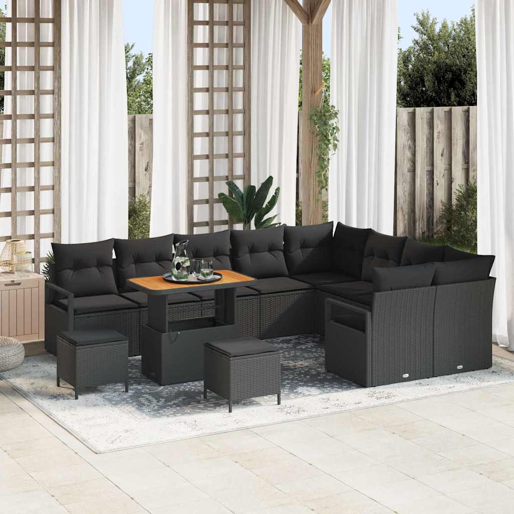 Tuin Sofa Set met kussen met opslag 12 pcs Zwart is nu te koop bij PeponiXL, paradijselijk wonen!
