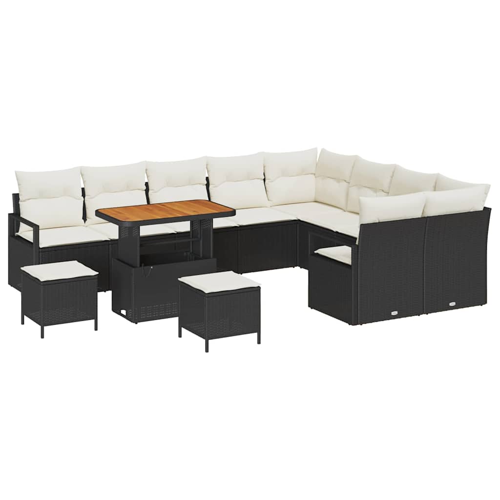 Tuin Sofa Set met kussen met opslag 12 pcs Zwart en Crème is nu te koop bij PeponiXL, paradijselijk wonen!
