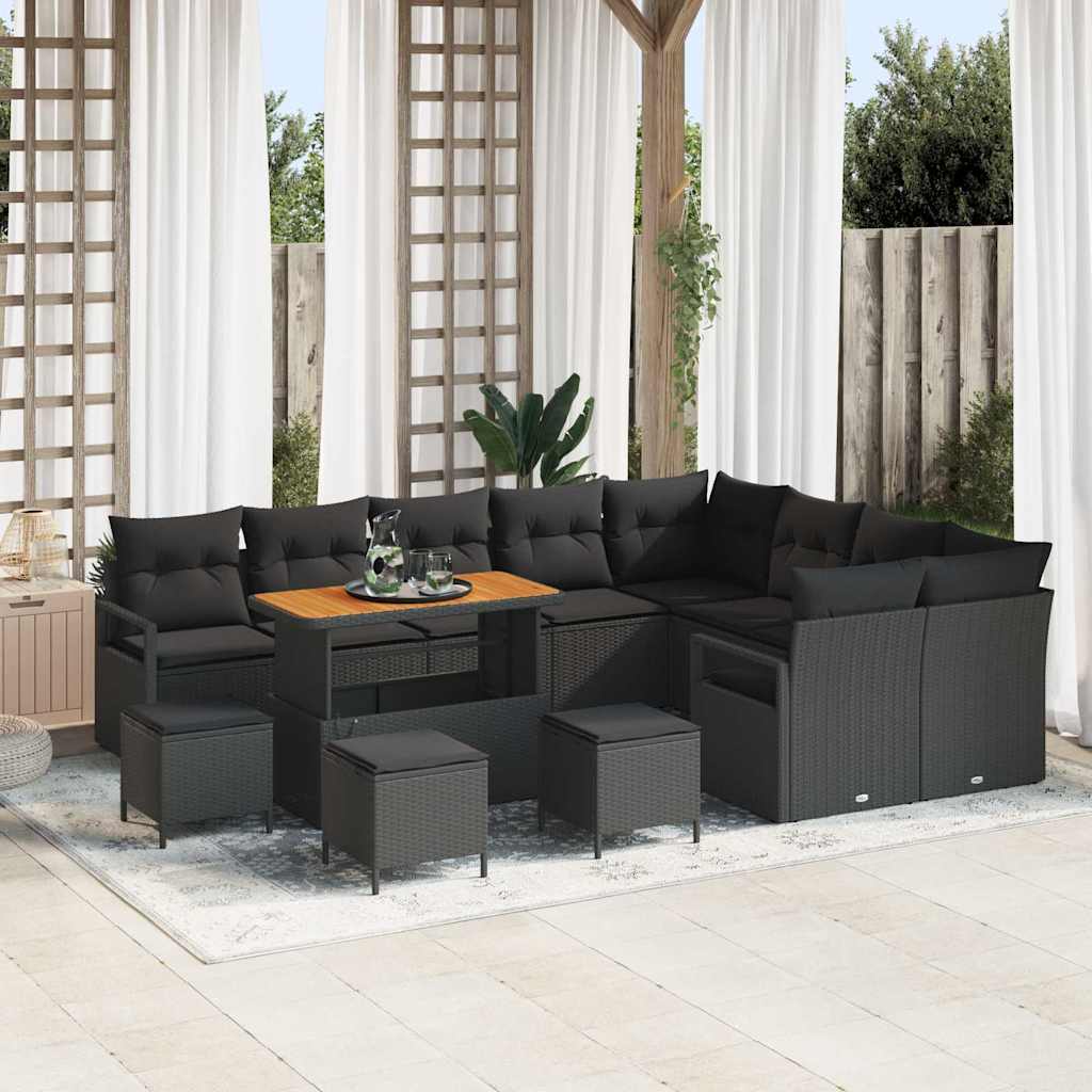 Tuin Sofa Set met kussen met opslag 13 pcs Zwart is nu te koop bij PeponiXL, paradijselijk wonen!