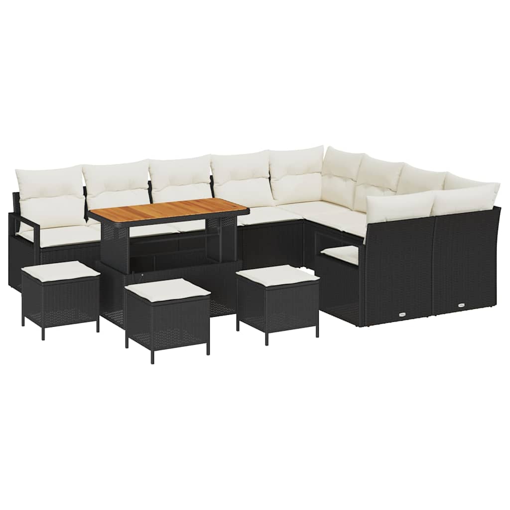 Tuin Sofa Set met kussen met opslag 13 pcs Zwart en Crème is nu te koop bij PeponiXL, paradijselijk wonen!