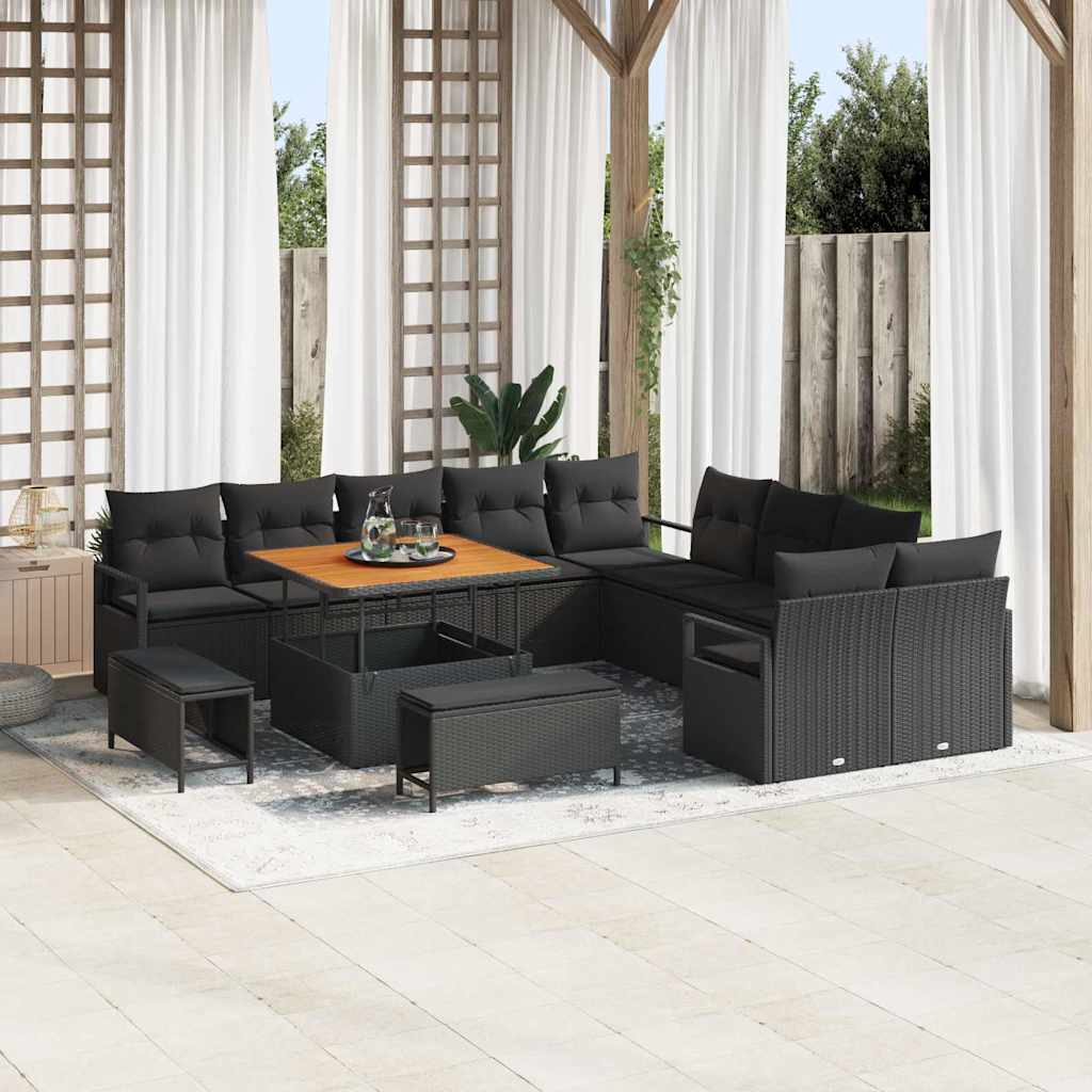 Tuin Sofa Set met kussen met opslag 13 pcs Zwart is nu te koop bij PeponiXL, paradijselijk wonen!