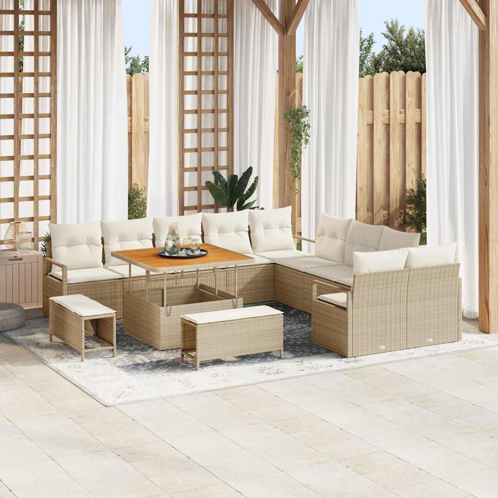 Tuin Sofa Set met kussen met opslag 13 pcs Beige en Crème is nu te koop bij PeponiXL, paradijselijk wonen!
