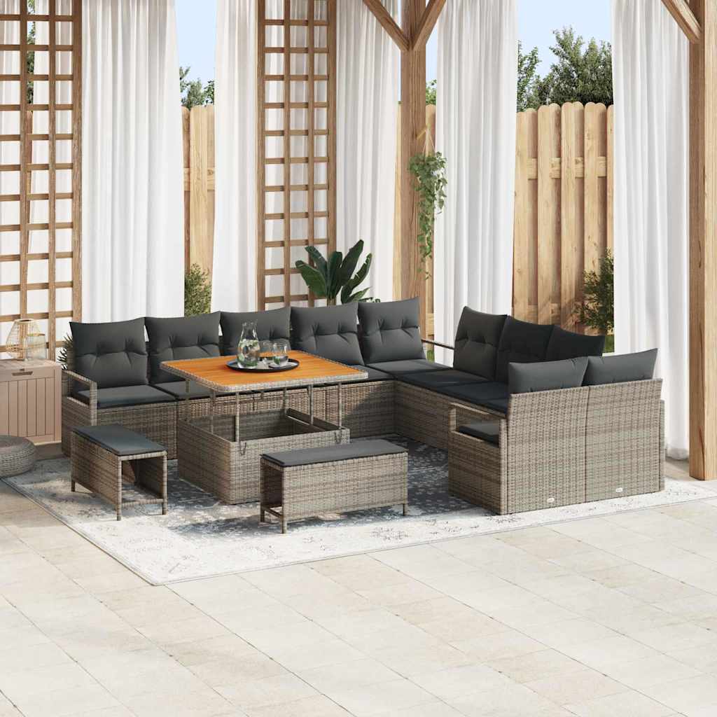 Tuin Sofa Set met kussen met opslag 13 pcs Grijs is nu te koop bij PeponiXL, paradijselijk wonen!