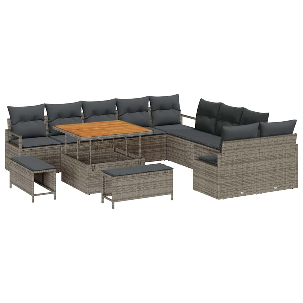 Tuin Sofa Set met kussen met opslag 13 pcs Grijs is nu te koop bij PeponiXL, paradijselijk wonen!