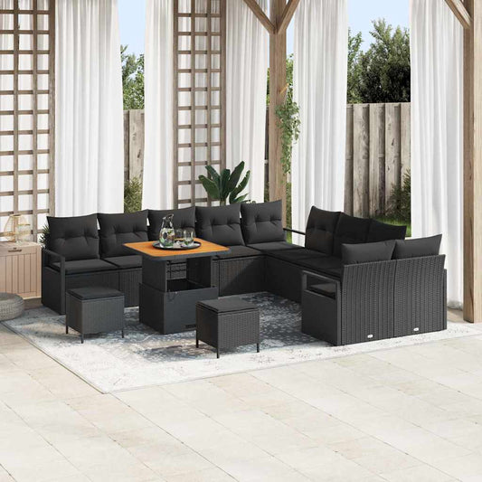 Tuin Sofa Set met kussen met opslag 13 pcs Zwart is nu te koop bij PeponiXL, paradijselijk wonen!