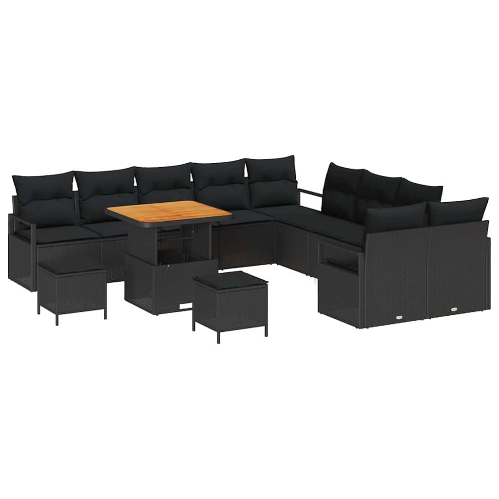 Tuin Sofa Set met kussen met opslag 13 pcs Zwart is nu te koop bij PeponiXL, paradijselijk wonen!