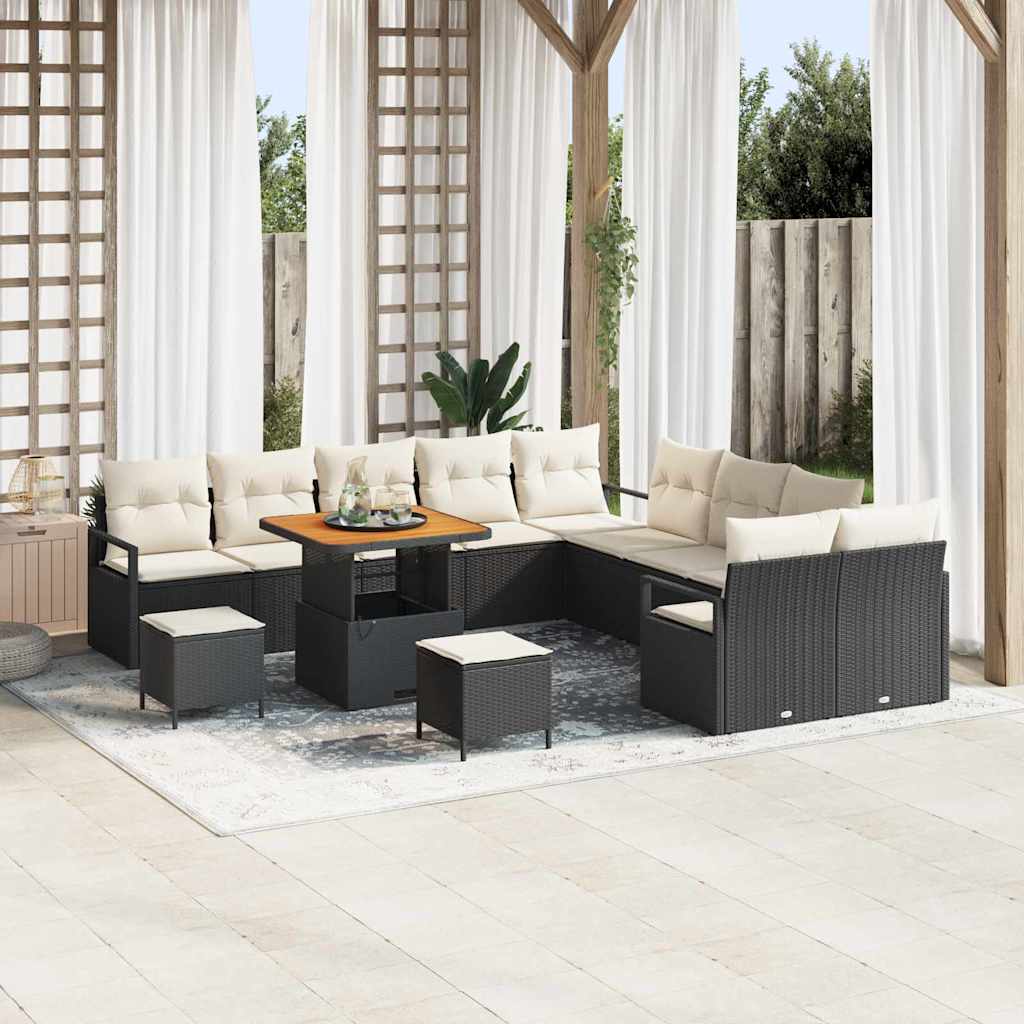 Tuin Sofa Set met kussen met opslag 13 pcs Zwart en Crème is nu te koop bij PeponiXL, paradijselijk wonen!