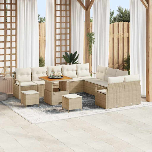 Tuin Sofa Set met kussen met opslag 13 pcs Beige en Crème is nu te koop bij PeponiXL, paradijselijk wonen!