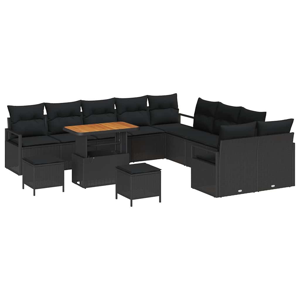 Tuin Sofa Set met kussen met opslag 13 pcs Zwart is nu te koop bij PeponiXL, paradijselijk wonen!
