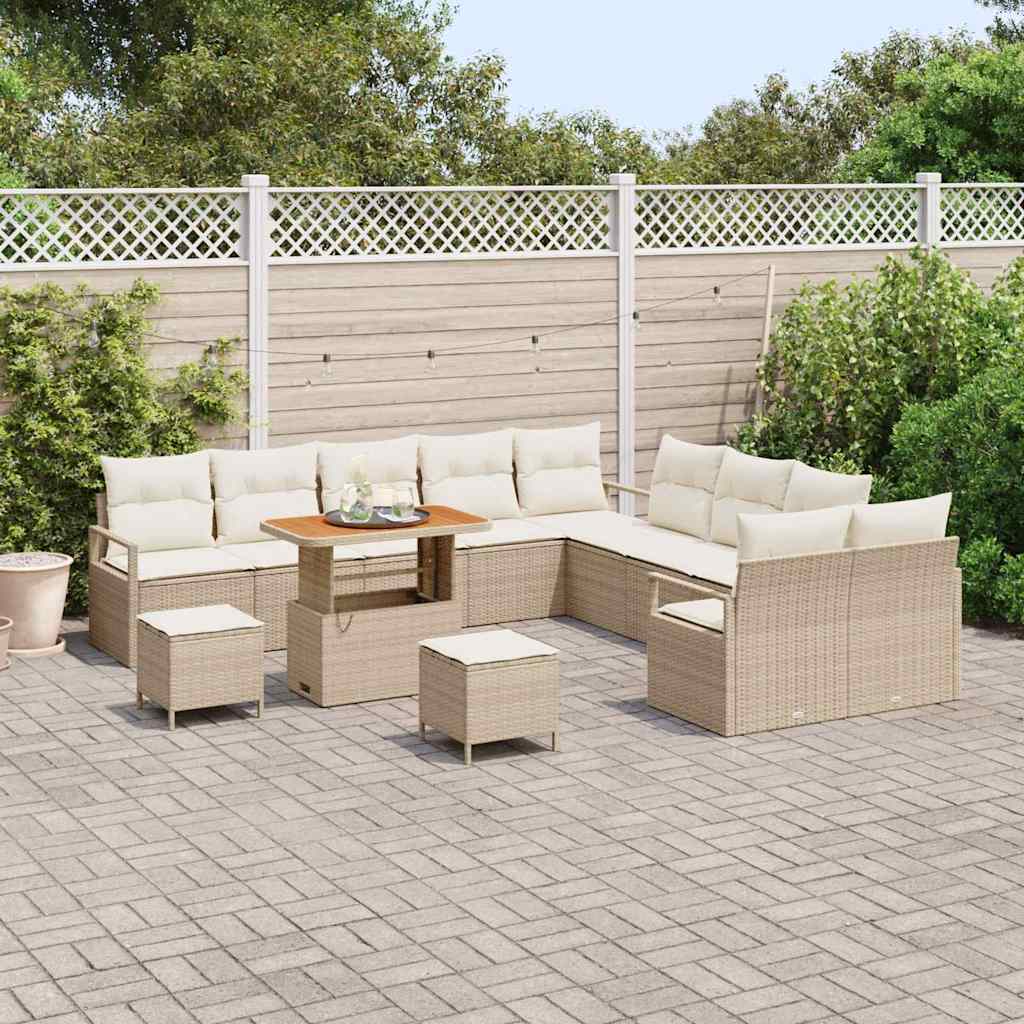 Tuin Sofa Set met kussen met opslag 13 pcs Beige en Crème is nu te koop bij PeponiXL, paradijselijk wonen!