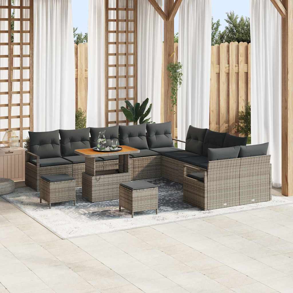 Tuin Sofa Set met kussen met opslag 13 pcs Grijs is nu te koop bij PeponiXL, paradijselijk wonen!
