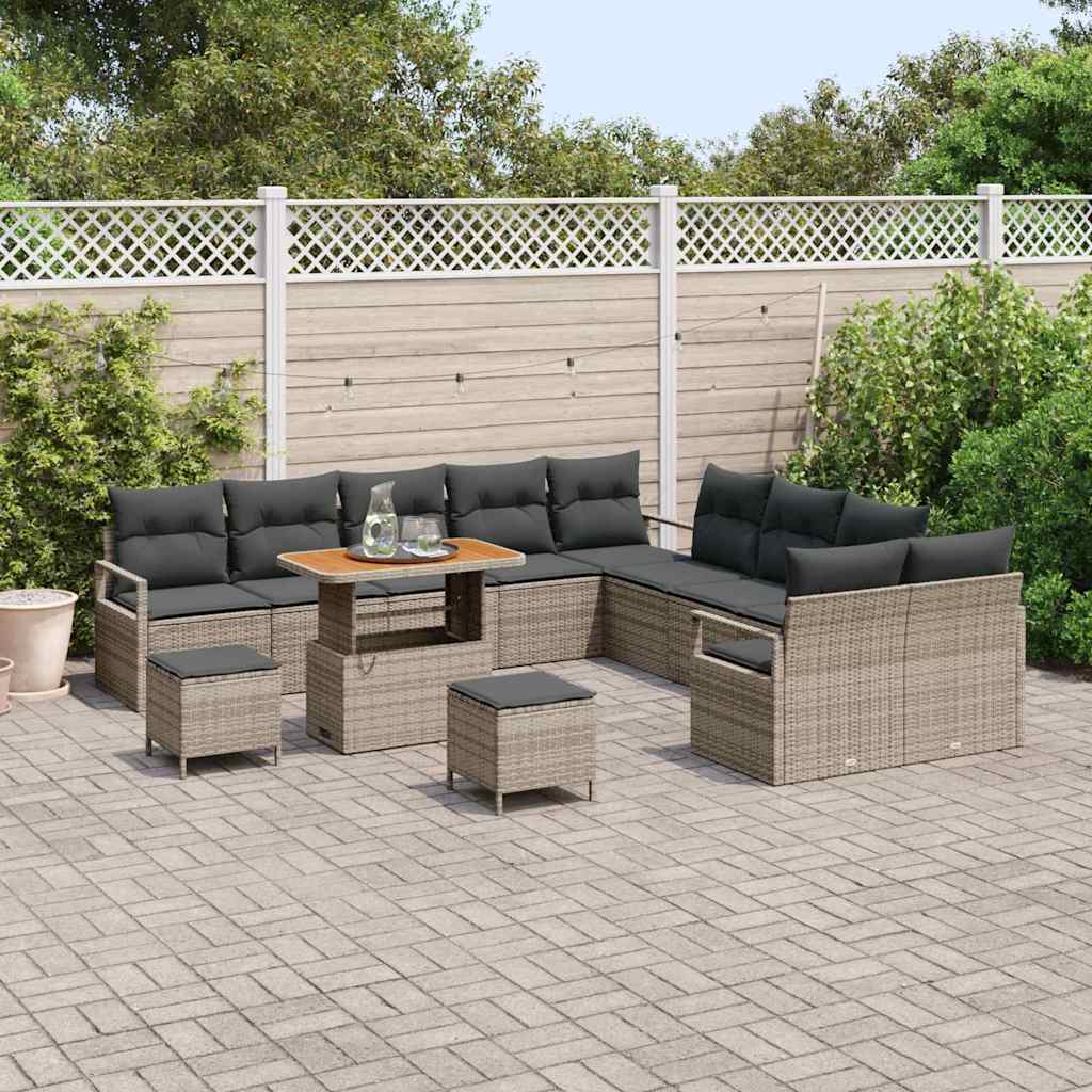 Tuin Sofa Set met kussen met opslag 13 pcs Grijs is nu te koop bij PeponiXL, paradijselijk wonen!