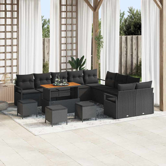 Tuin Sofa Set met kussen met opslag 14 pcs Zwart is nu te koop bij PeponiXL, paradijselijk wonen!