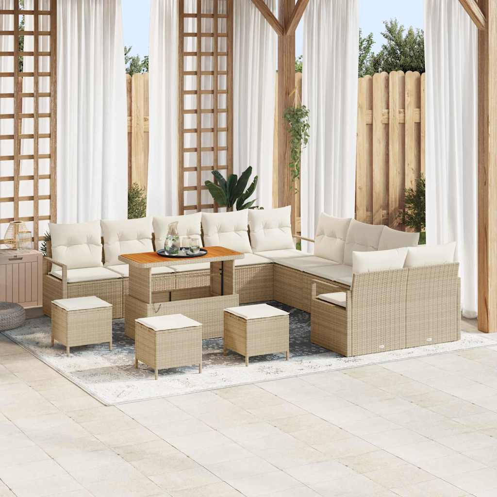 Tuin Sofa Set met kussen met opslag 14 pcs Beige en Crème is nu te koop bij PeponiXL, paradijselijk wonen!