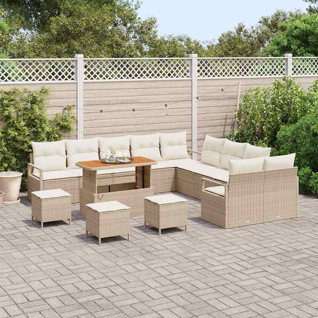 Tuin Sofa Set met kussen met opslag 14 pcs Beige en Crème is nu te koop bij PeponiXL, paradijselijk wonen!