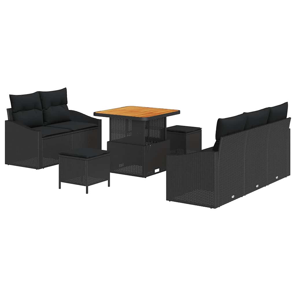 Tuin Sofa Set met kussen met opslag 8 pcs Zwart is nu te koop bij PeponiXL, paradijselijk wonen!