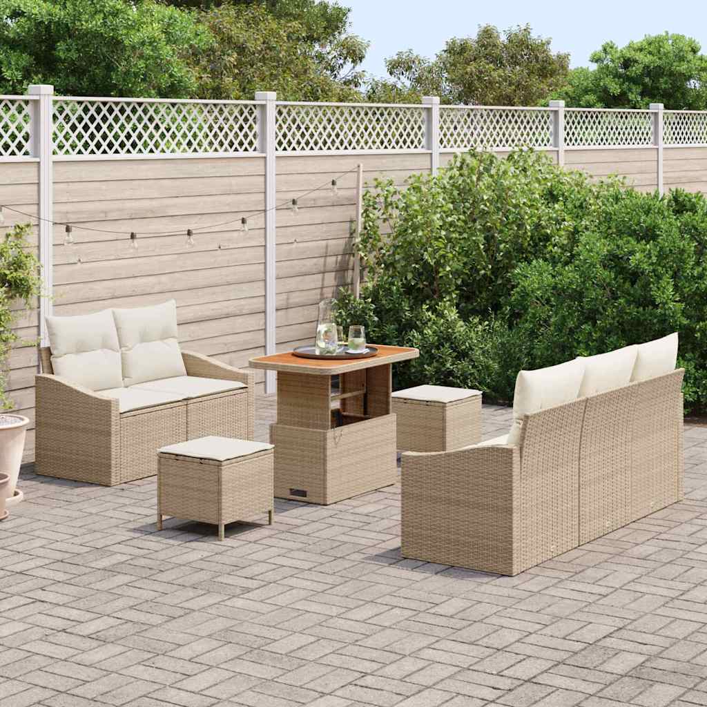 Tuin Sofa Set met kussen met opslag 8 pcs Beige en Crème is nu te koop bij PeponiXL, paradijselijk wonen!