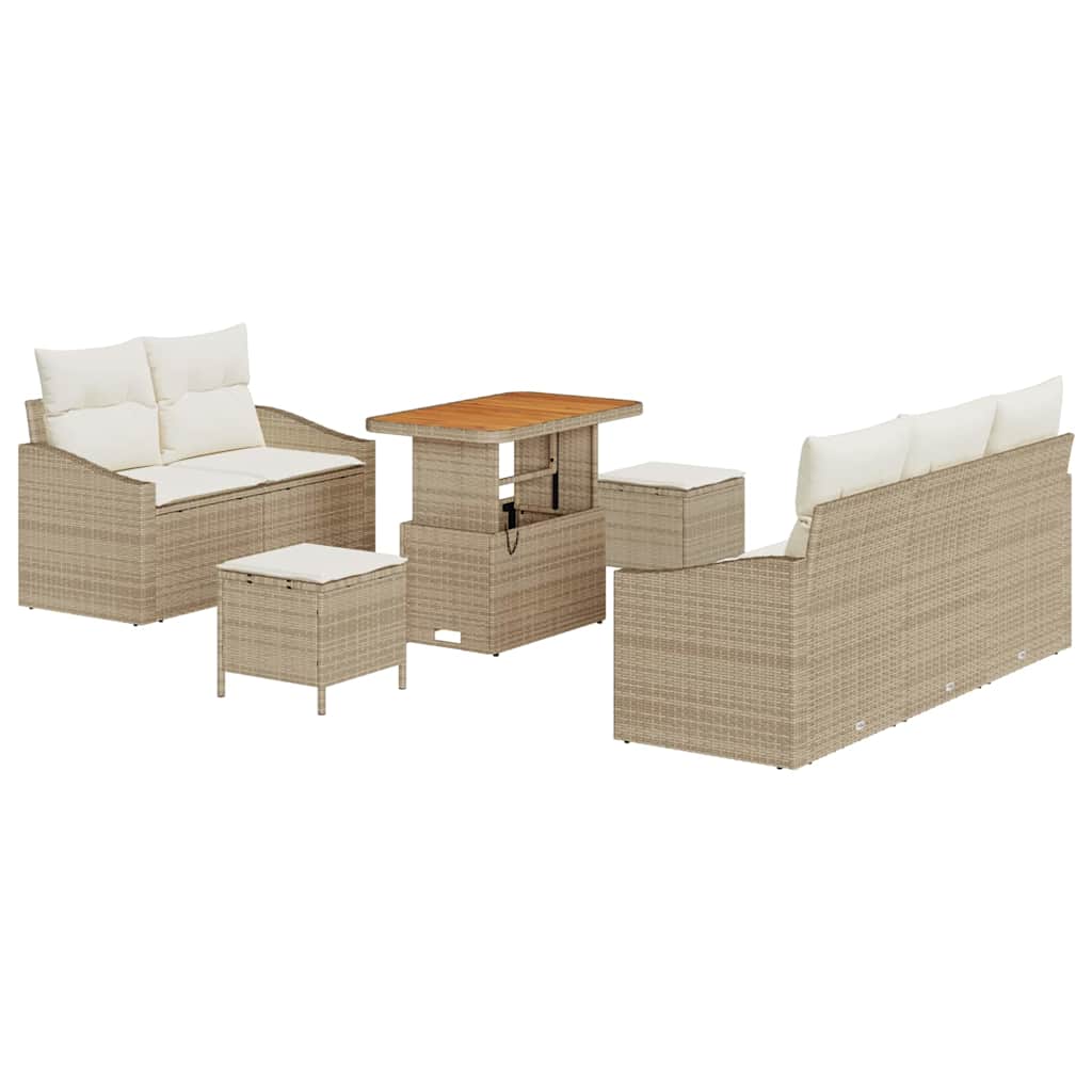 Tuin Sofa Set met kussen met opslag 8 pcs Beige en Crème is nu te koop bij PeponiXL, paradijselijk wonen!