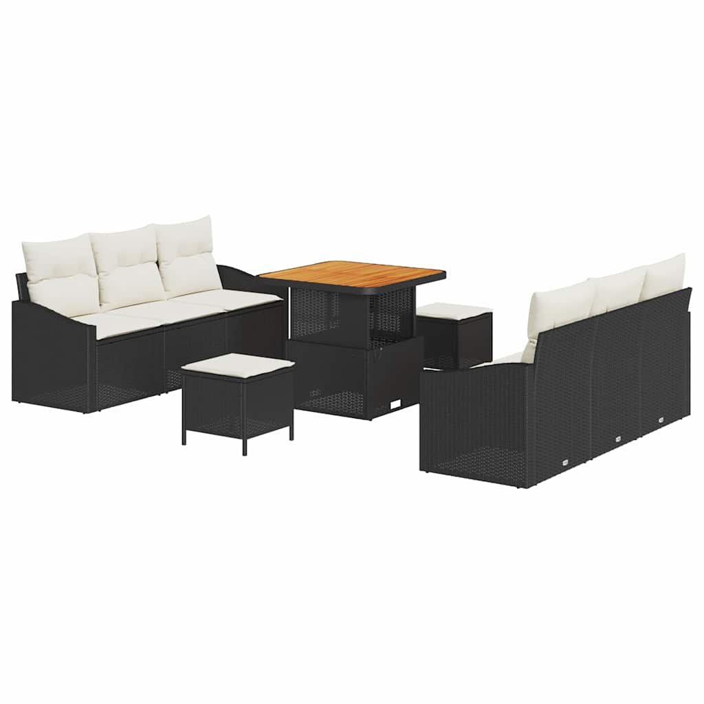 Tuin Sofa Set met kussen met opslag 9 pcs Zwart en Crème is nu te koop bij PeponiXL, paradijselijk wonen!
