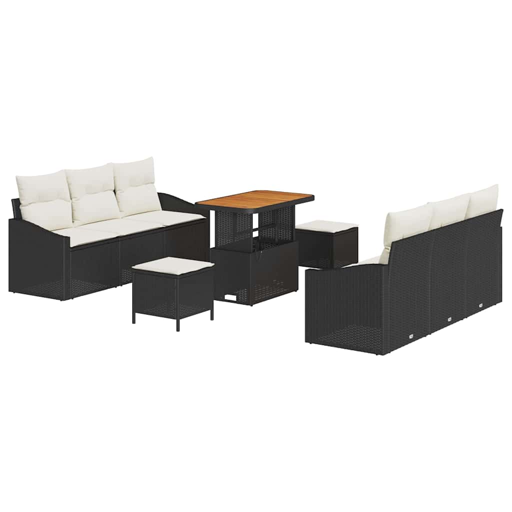 Tuin Sofa Set met kussen met opslag 9 pcs Zwart en Crème is nu te koop bij PeponiXL, paradijselijk wonen!