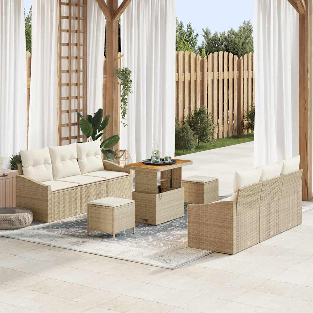 Tuin Sofa Set met kussen met opslag 9 pcs Beige en Crème is nu te koop bij PeponiXL, paradijselijk wonen!