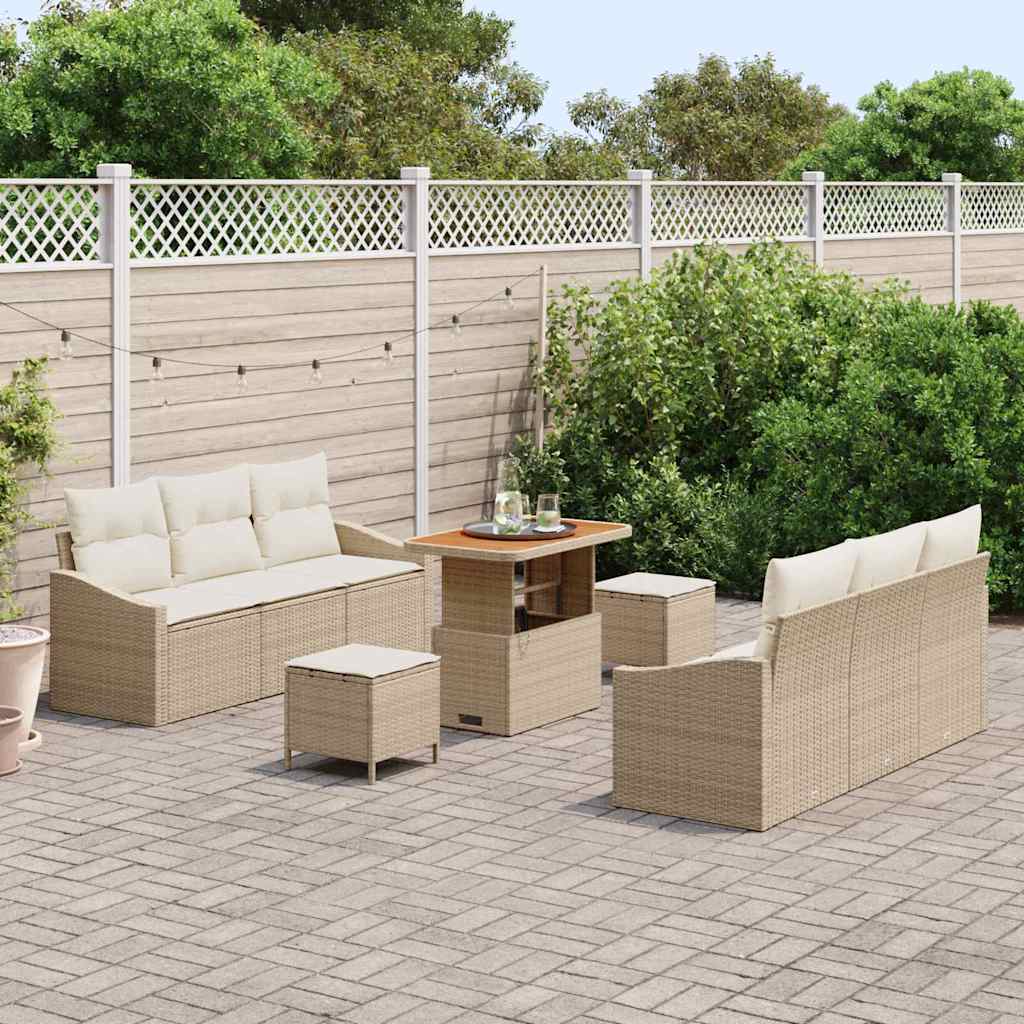 Tuin Sofa Set met kussen met opslag 9 pcs Beige en Crème is nu te koop bij PeponiXL, paradijselijk wonen!