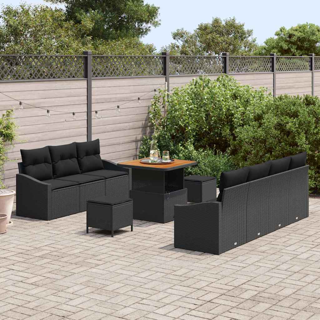 Tuin Sofa Set met kussen met opslag 10 pcs Zwart is nu te koop bij PeponiXL, paradijselijk wonen!