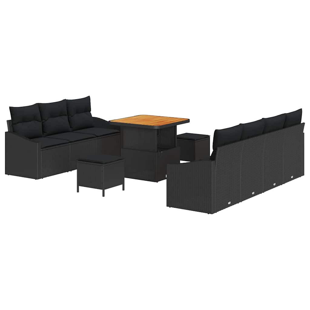Tuin Sofa Set met kussen met opslag 10 pcs Zwart is nu te koop bij PeponiXL, paradijselijk wonen!