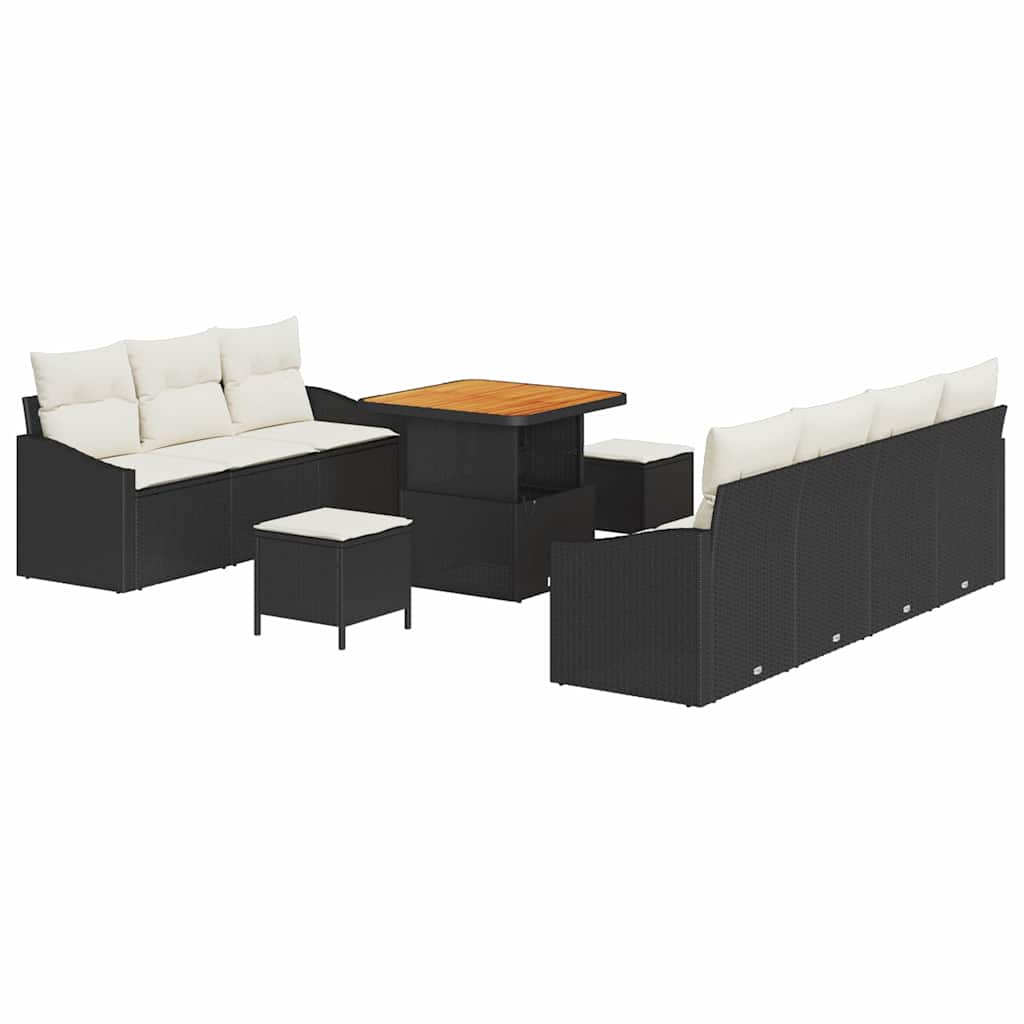 Tuin Sofa Set met kussen met opslag 10 pcs Zwart en Crème is nu te koop bij PeponiXL, paradijselijk wonen!
