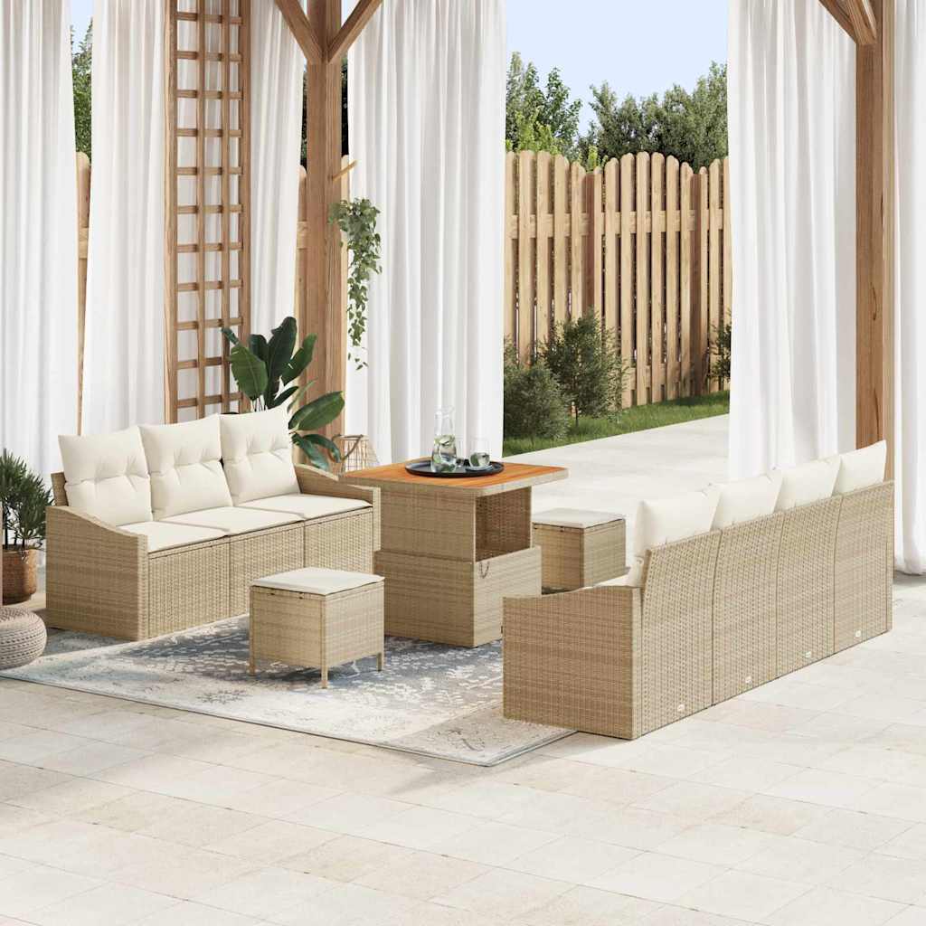 Tuin Sofa Set met kussen met opslag 10 pcs Beige en Crème is nu te koop bij PeponiXL, paradijselijk wonen!