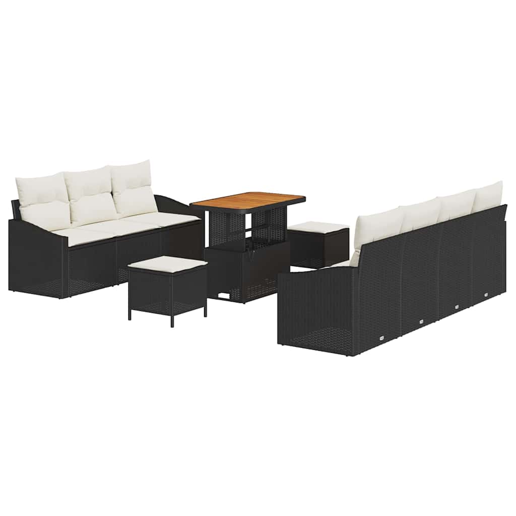 Tuin Sofa Set met kussen met opslag 10 pcs Zwart en Crème is nu te koop bij PeponiXL, paradijselijk wonen!