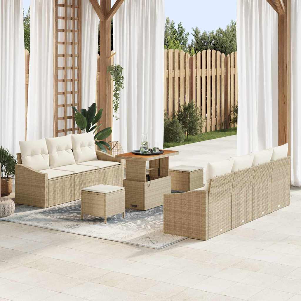 Tuin Sofa Set met kussen met opslag 10 pcs Beige en Crème is nu te koop bij PeponiXL, paradijselijk wonen!