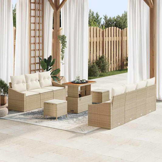 Tuin Sofa Set met kussen met opslag 10 pcs Beige en Crème is nu te koop bij PeponiXL, paradijselijk wonen!