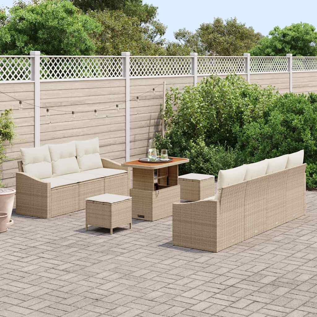 Tuin Sofa Set met kussen met opslag 10 pcs Beige en Crème is nu te koop bij PeponiXL, paradijselijk wonen!