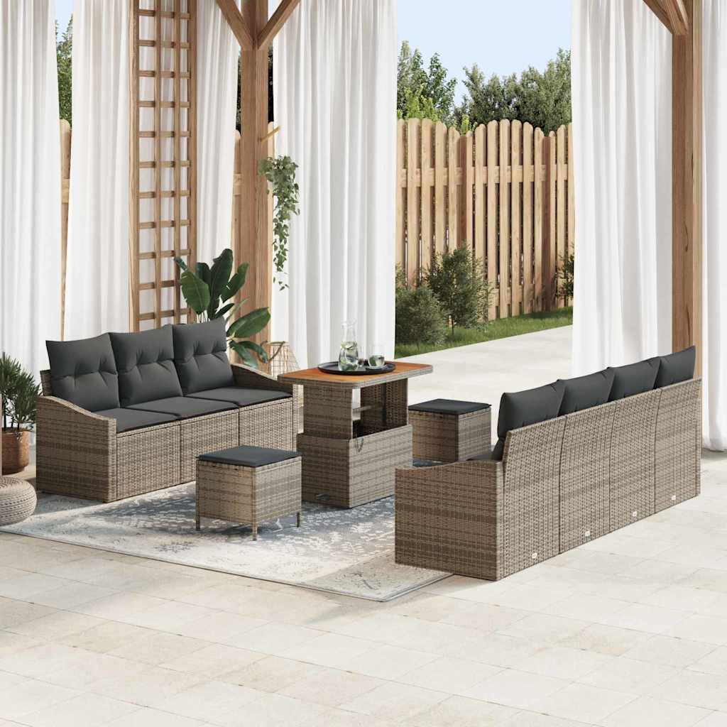 Tuin Sofa Set met kussen met opslag met kussen 10 pcs Grijs is nu te koop bij PeponiXL, paradijselijk wonen!