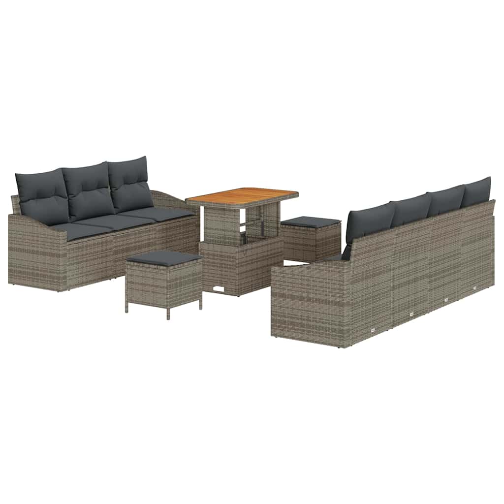Tuin Sofa Set met kussen met opslag met kussen 10 pcs Grijs is nu te koop bij PeponiXL, paradijselijk wonen!